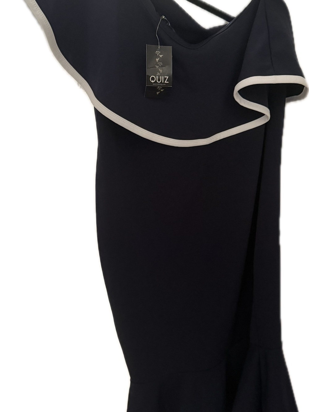 Black Pencil Skirt with Contrast Cream Trim